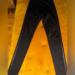 Black leggings with leather panel on sides